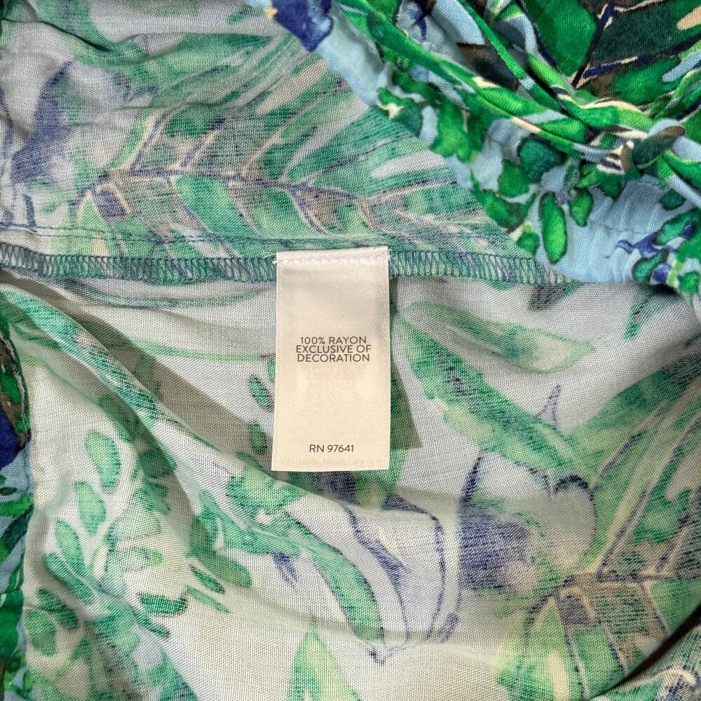 J. Jill Pull-On Shorts Small Blue Green Tropical Leaf Print Pockets Rayon Tassel - Picture 4 of 10